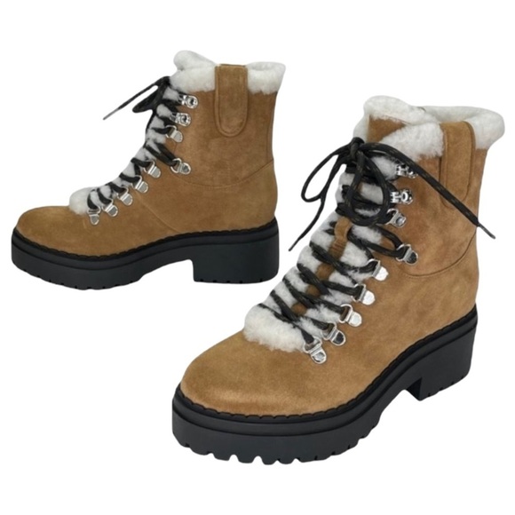 Marc Fisher Nalina Tan Leather Fur Tim Womens Ankle Boots Size 6.5M - Picture 8 of 10